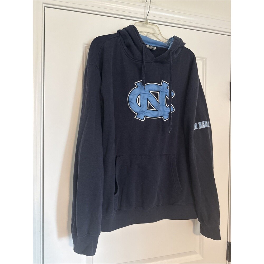 VTG Y2K North Carolina UNC Tar Heels Hoodie Mens 2XL Blue Sweatshirt Pullover